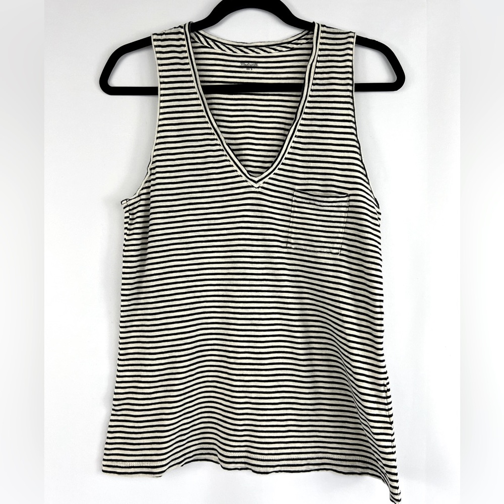 Madewell stripe v-neck tank top, S